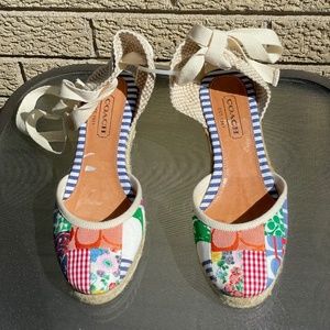 Coach Anklewrap Pastel Print Canvas Espadrille We… - image 1